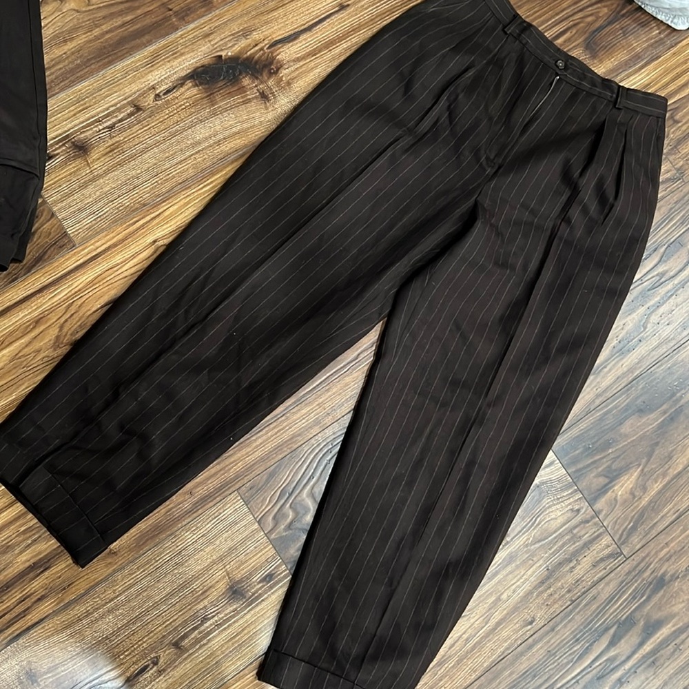 Ralph lauren chocolate brown striped wool trousers, size 6